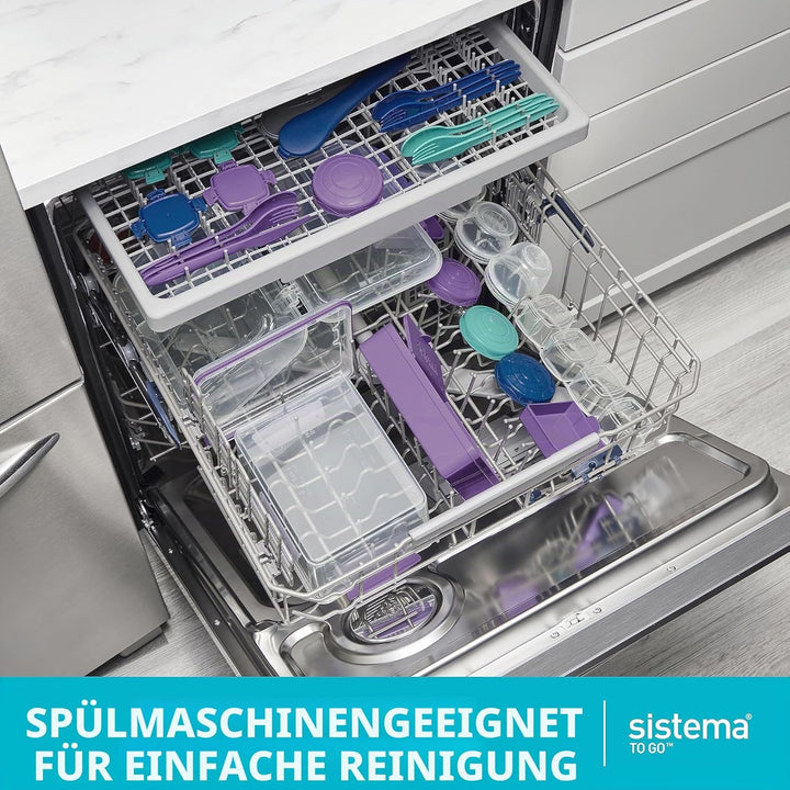 Sistema TO GO-Brotdosen mit Fächern zum Portionieren | 820ml Lunchbox mit stapelbarem Design und Cli