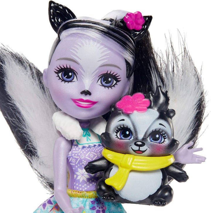 Enchantimals GJX34 - Stinktierspass-Frisiertisch mit Sage Skunk & Caper, Spielset für endlosen Schmi