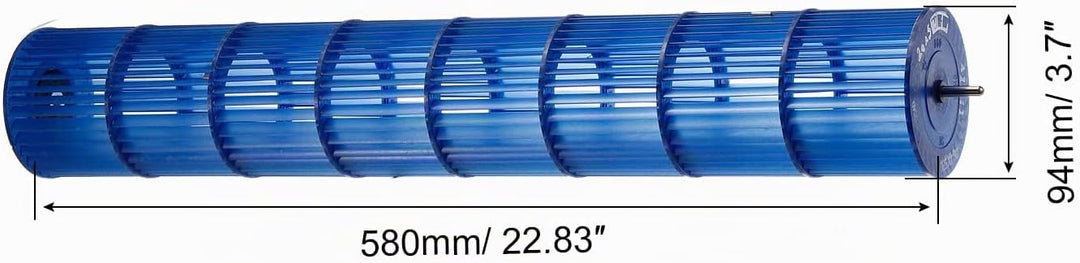 PATIKIL 94x580mm Klimaanlage Gebläse Lüfterrad Querströmung Lüfterbaugruppe Ersatz für Raum AC Blau