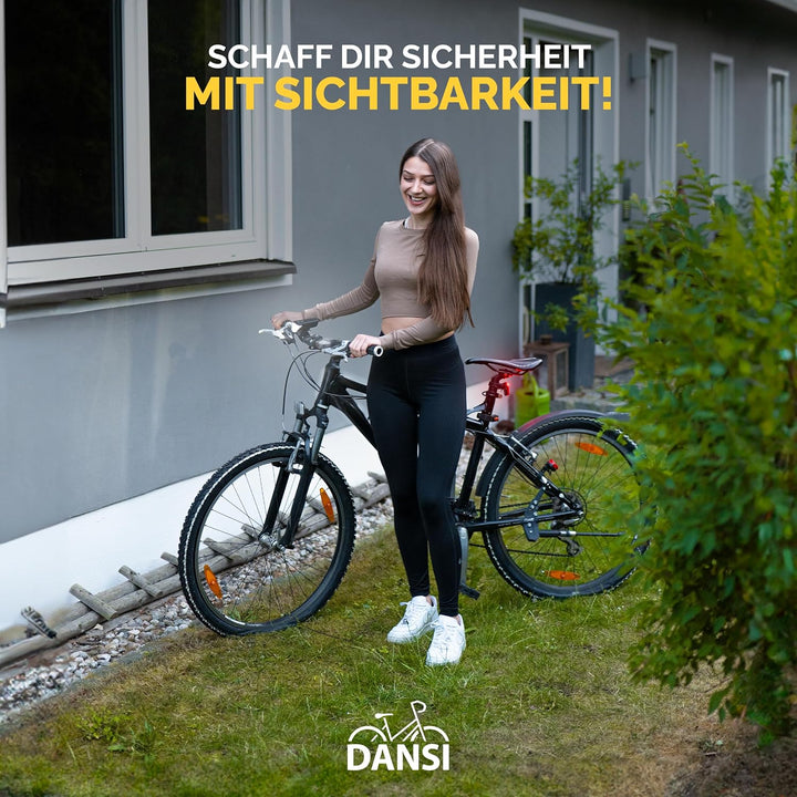 DANSI Fahrradleuchten-Set StVZO I LED-Fahrradlicht I Rad-Licht hell vorne 30/15 Lux, Akku-Leuchtense