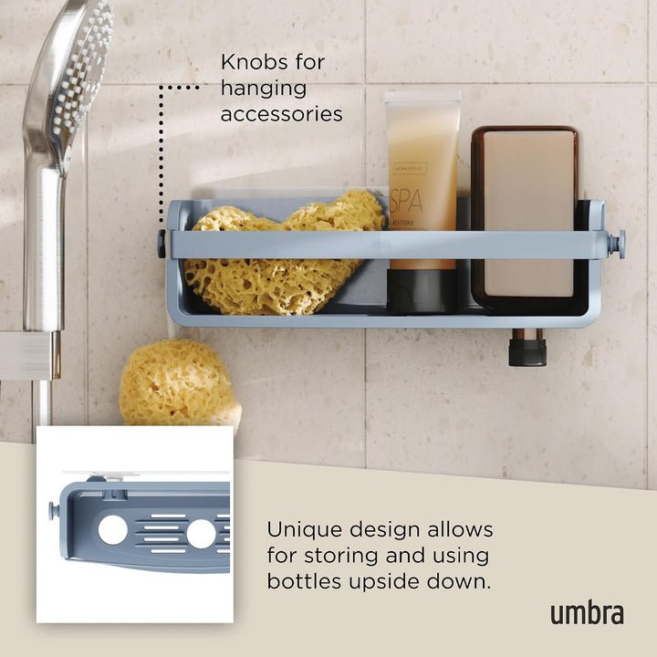 Umbra Flex Duschablage zum Kleben, Rostfreies Duschregal für Shampoo, Conditioner, Duschgel, Seife,