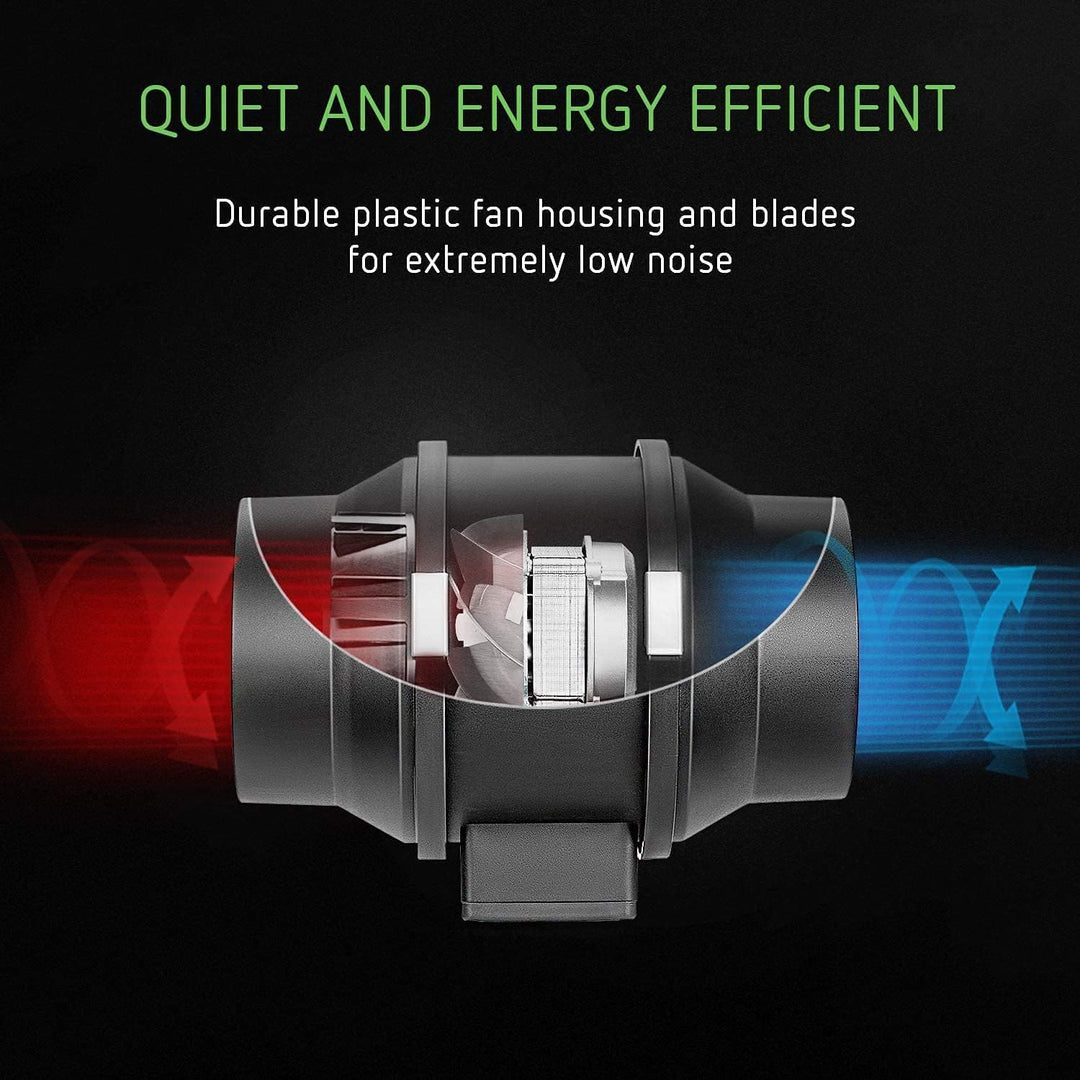 SunStream 150mm Luftfilter-Set, Kohlefilter, 390 CFM Inline-Kanal-Ventilator mit Drehzahlregler und