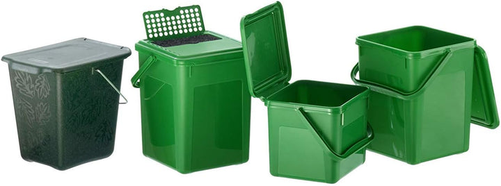 Rotho Greenline Komposteimer 7l mit Deckel und Henkel für die Küche, Kunststoff (PP recycelt) BPA-fr