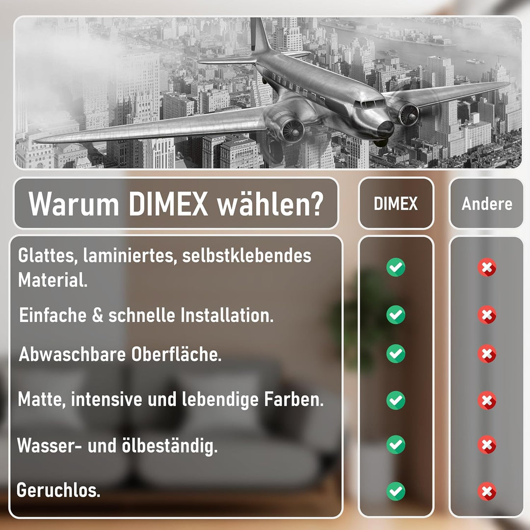 DIMEX Küchenrückwand Folie selbstklebend Flugzeug | Klebefolie - Dekofolie - Spritzschutz für Küche