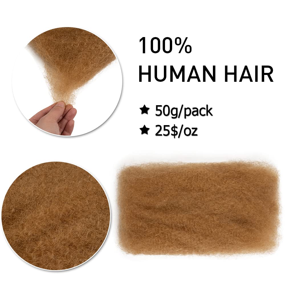 FASHION IDOL Afro Kinkys Bulk Echthaar für Dreadlock Extensions 40CM 3 Packungen 150 Gramm Honigblon