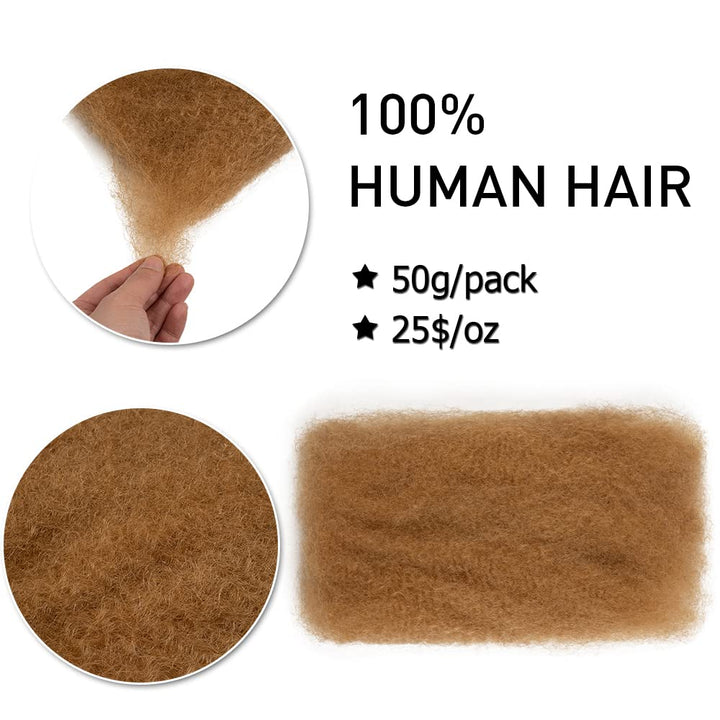 FASHION IDOL Afro Kinkys Bulk Echthaar für Dreadlock Extensions 40CM 3 Packungen 150 Gramm Honigblon