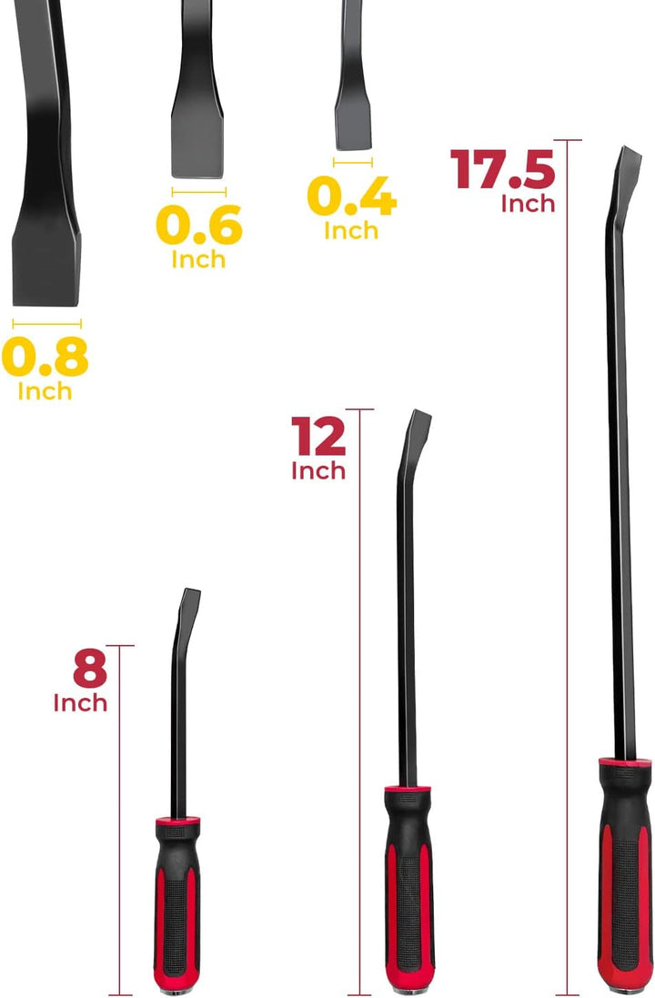 3 tlg Stemmhebel-Satz mit Kunststoff-Softgriff und Metall-Schlagköpfen, Brecheisen, Brechstange, Heb