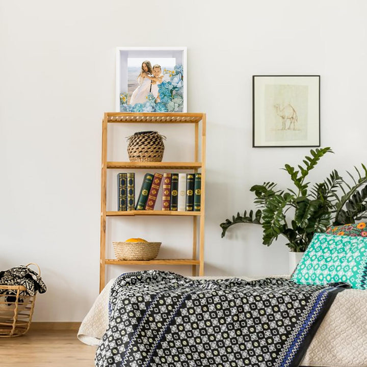 GraduationMall Weiss 28x28cm 3D Bilderrahmen Tief Objektrahmen mit Glas zum Befüllen für Bilder Bouq