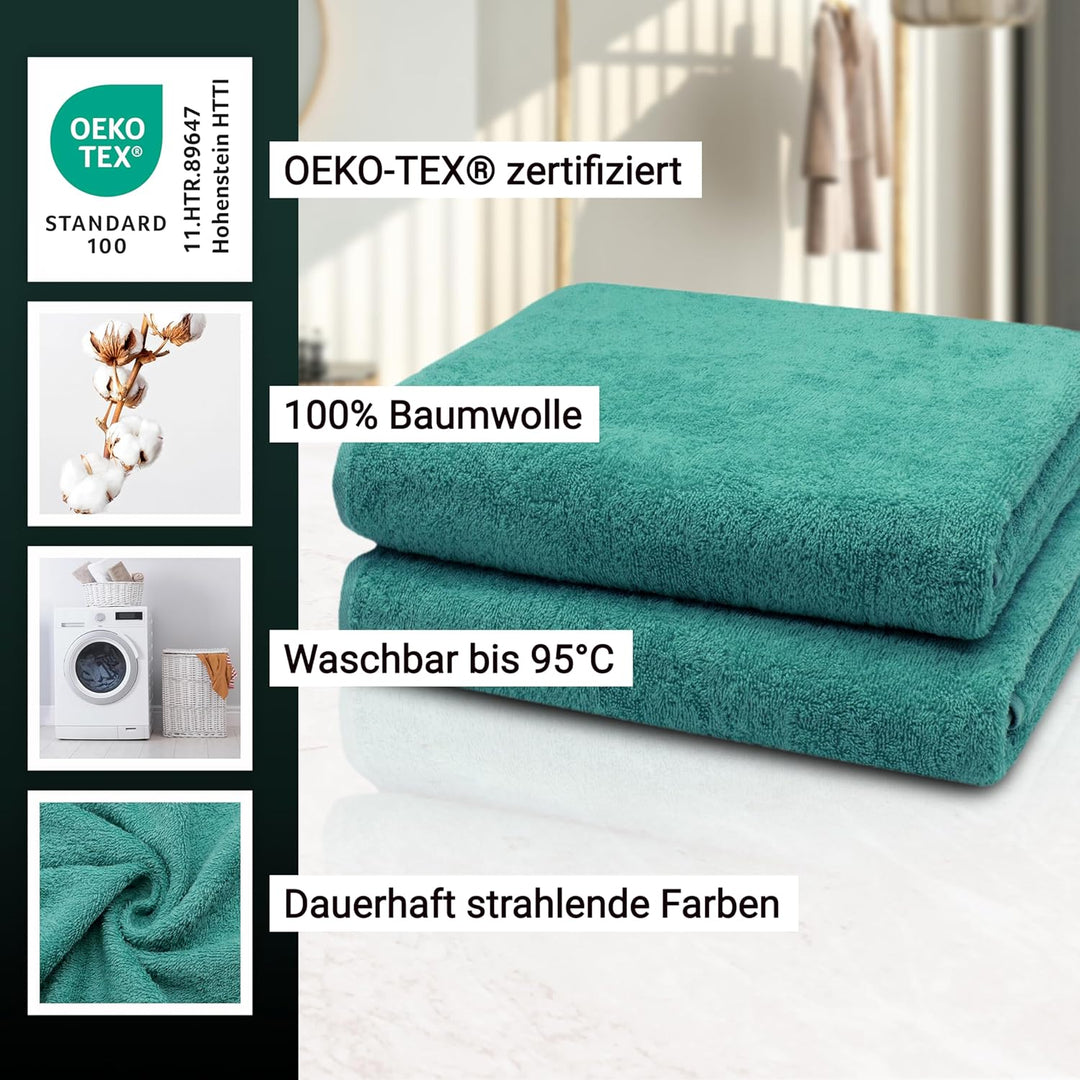 ZOLLNER 2er Set Badetücher - weiche und saugstarke Duschtücher - waschbar bis 95°C - Baumwolle - 100