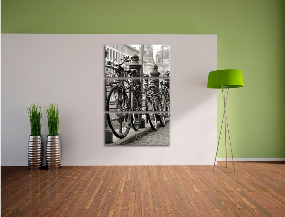 Pixxprint Fahrrad Bahnhof BMX Bahnschiene 3-Teiler Leinwandbild 120x80 Bild auf Leinwand