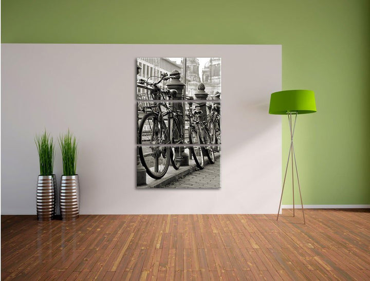 Pixxprint Fahrrad Bahnhof BMX Bahnschiene 3-Teiler Leinwandbild 120x80 Bild auf Leinwand