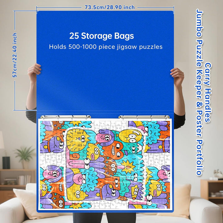 MOZOOSON Puzzle-Aufbewahrungsordner für 1000 Puzzles, Puzzle-Zubehör mit 25 Taschen, grosse Kapazitä