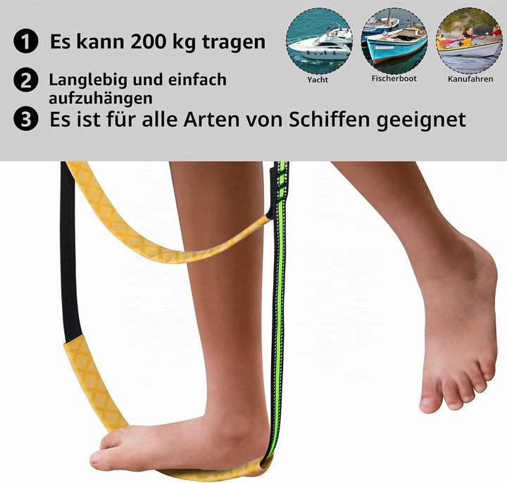 3 Stufen Bootsleiter Marine,Strickleiter Boots,Strickleiter Bootsleiter Klappbar Strickleiter für Bo