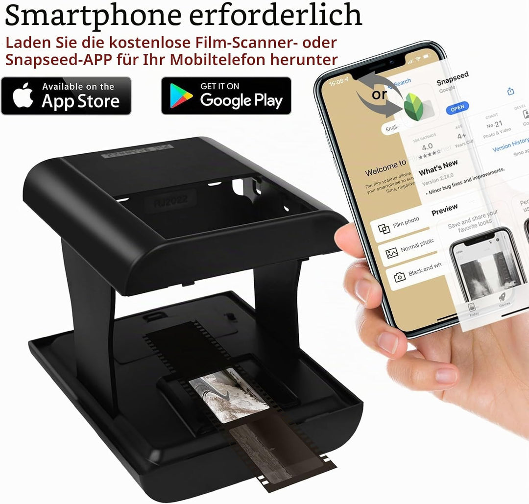 DGODRT Diascanner, Mobile Film Scanner, Scannen und Speichern Ihrer 24x36 mm Negative und Dias mit S