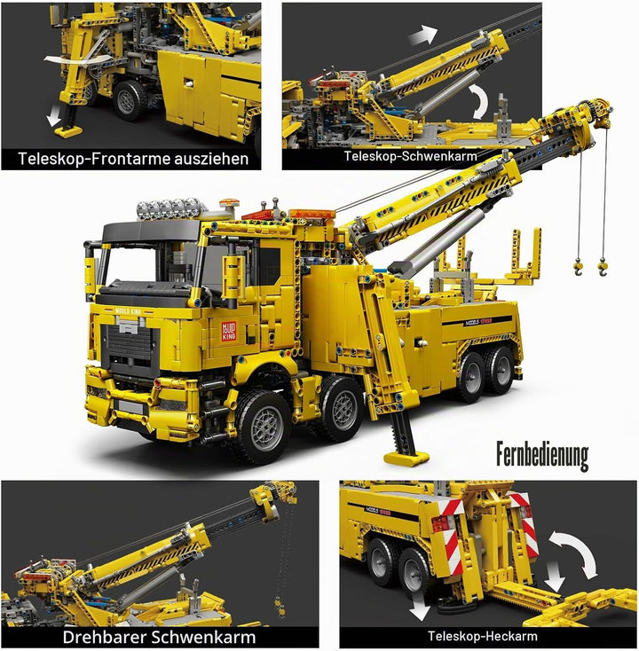 Mould King 17028 Technik Schwerlast-Abschleppwagen, 4883PCS Fernbedienung High-Tech Kranwagen Modell