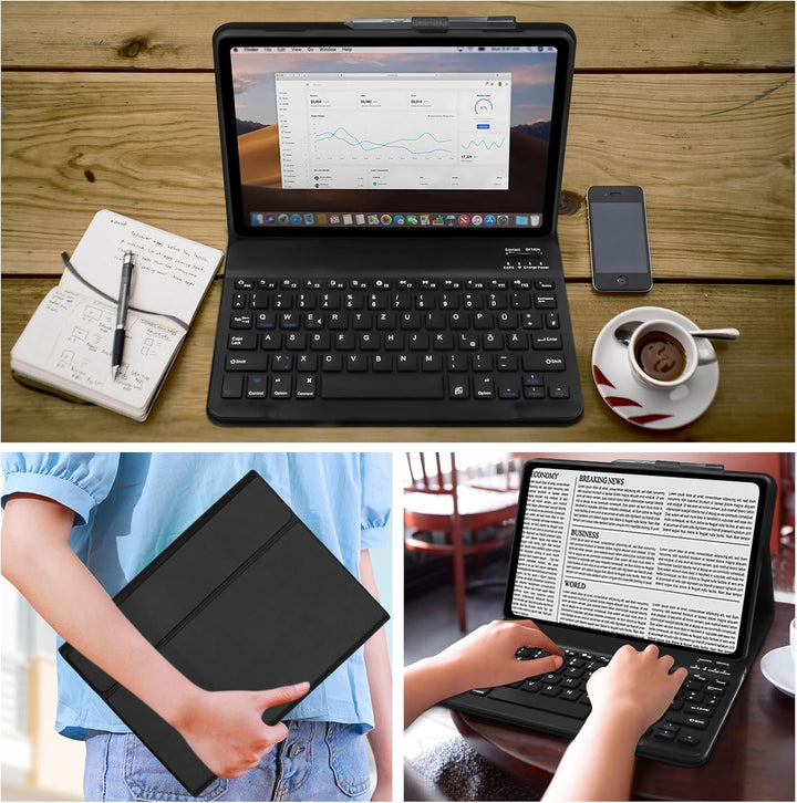 Hofsos Hülle mit Tastatur für Lenovo Tab M10 (3rd Gen) 10,1 Zoll (TB-328FU/TB-328XU), Schutzhülle mi