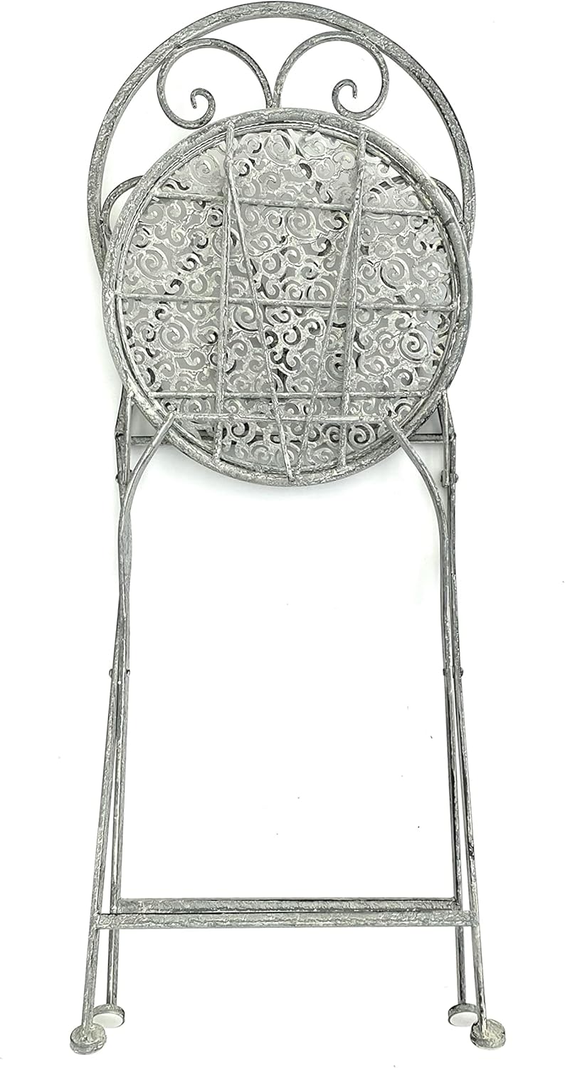 DanDiBo Gartenstuhl Metall Grau Weiss 96127 Metallstuhl Stuhl Garten Vintage Eisen Nostalgie Eisenst