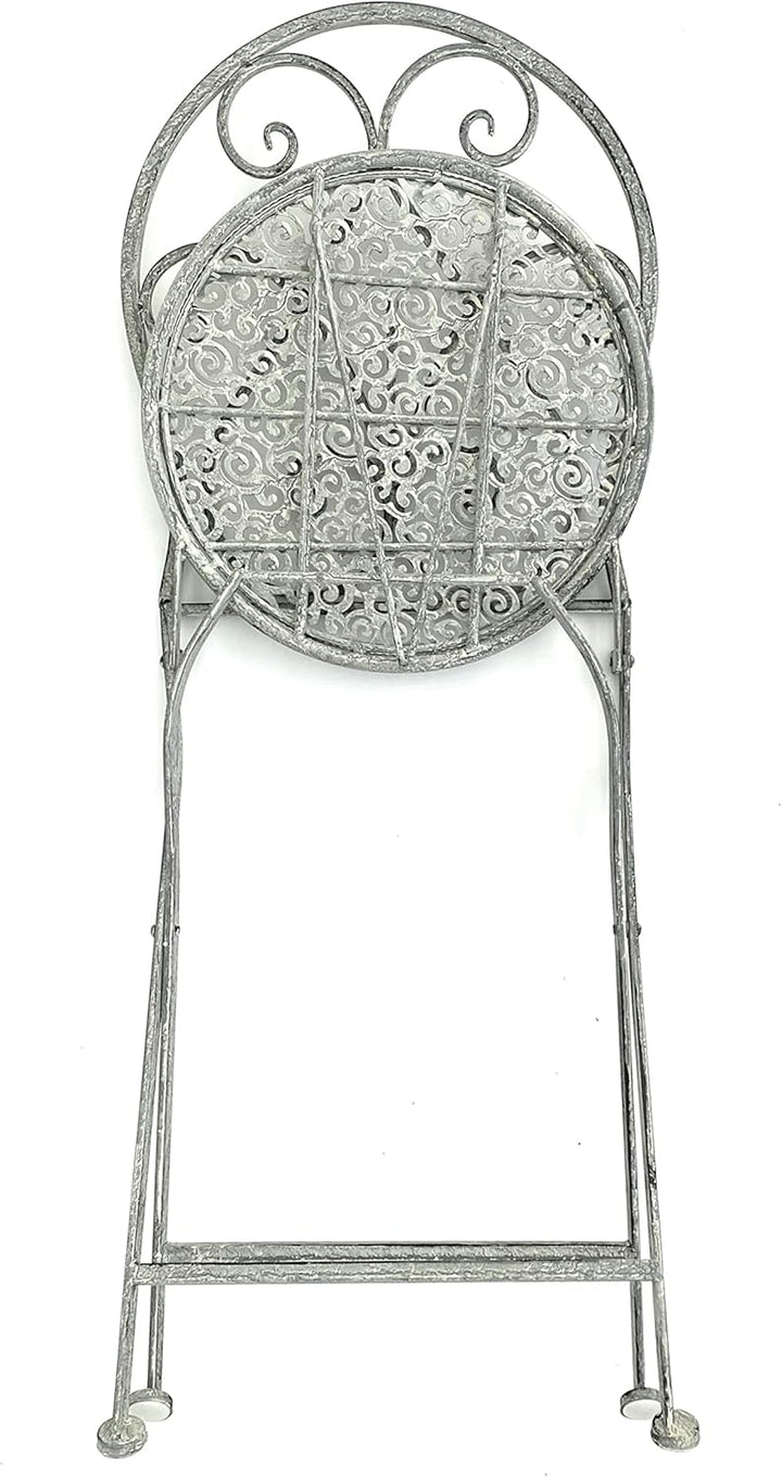 DanDiBo Gartenstuhl Metall Grau Weiss 96127 Metallstuhl Stuhl Garten Vintage Eisen Nostalgie Eisenst