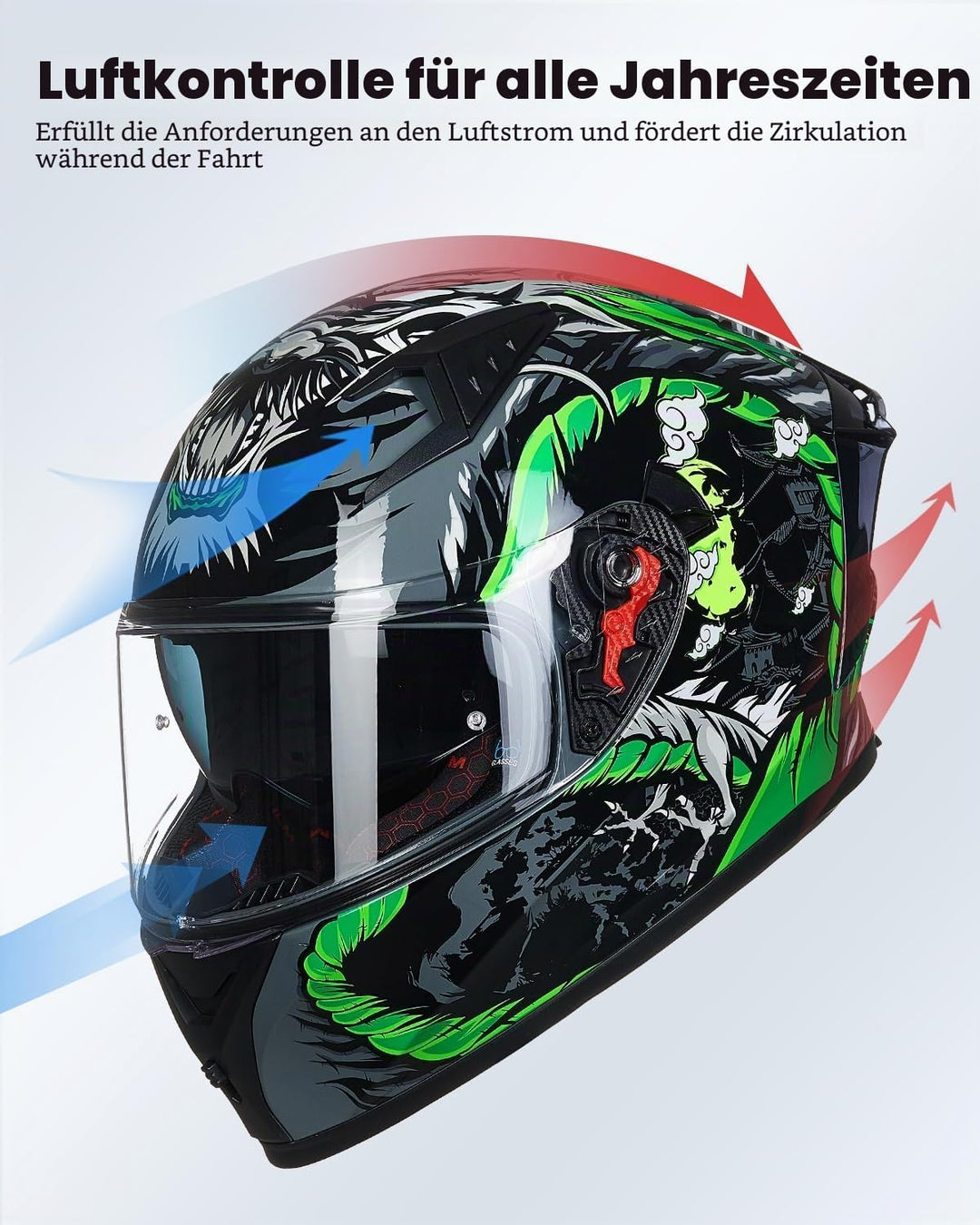 ILM Motorradhelm Integralhelm Herren Damen-Motorcycle Helmet mit 2 Visieren Pinlock-kompatiblen klar