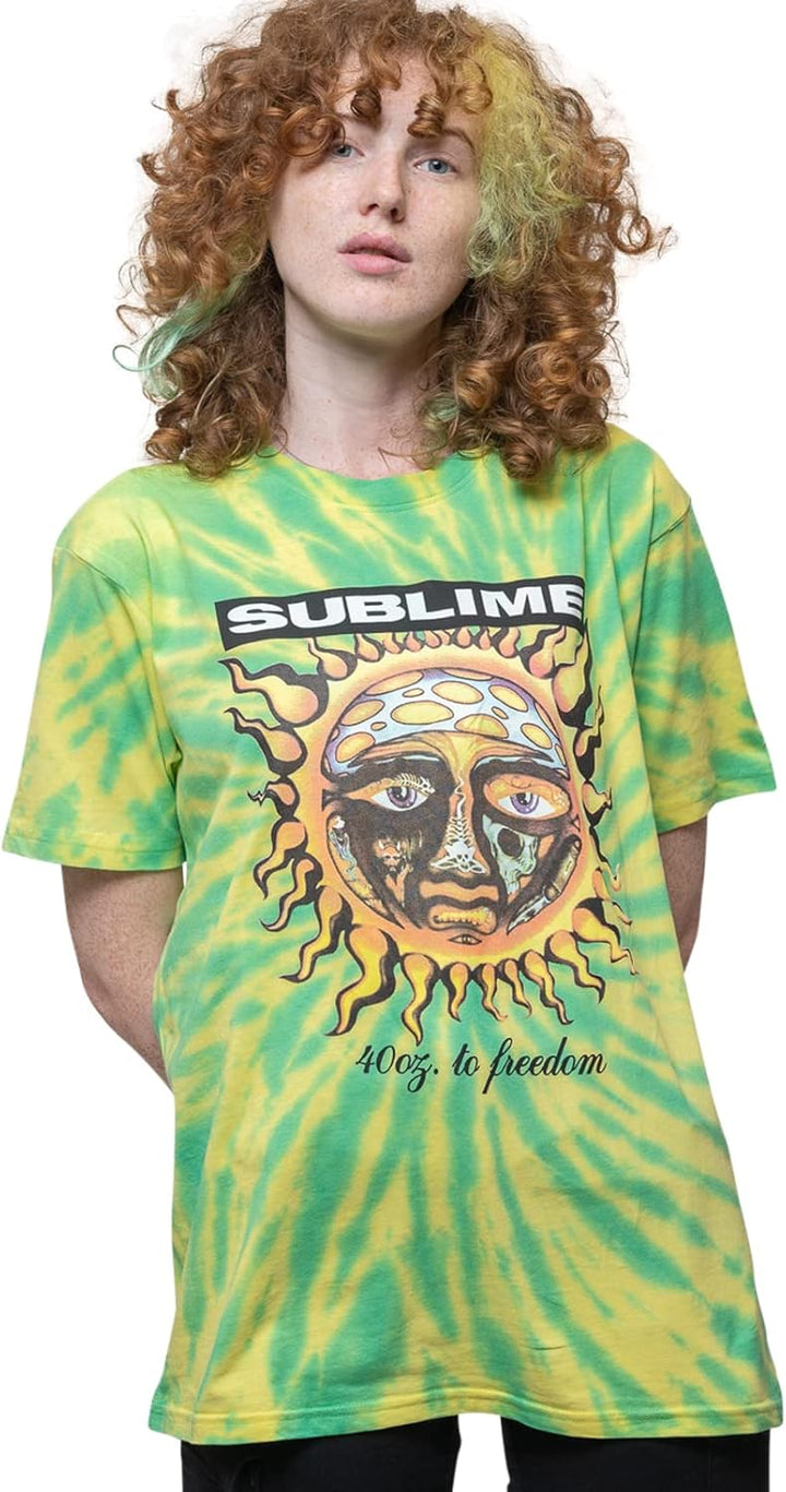 Sublime T Shirt 40oz to Freedom Band Logo Nue offiziell Unisex Dip Dye Grün, S