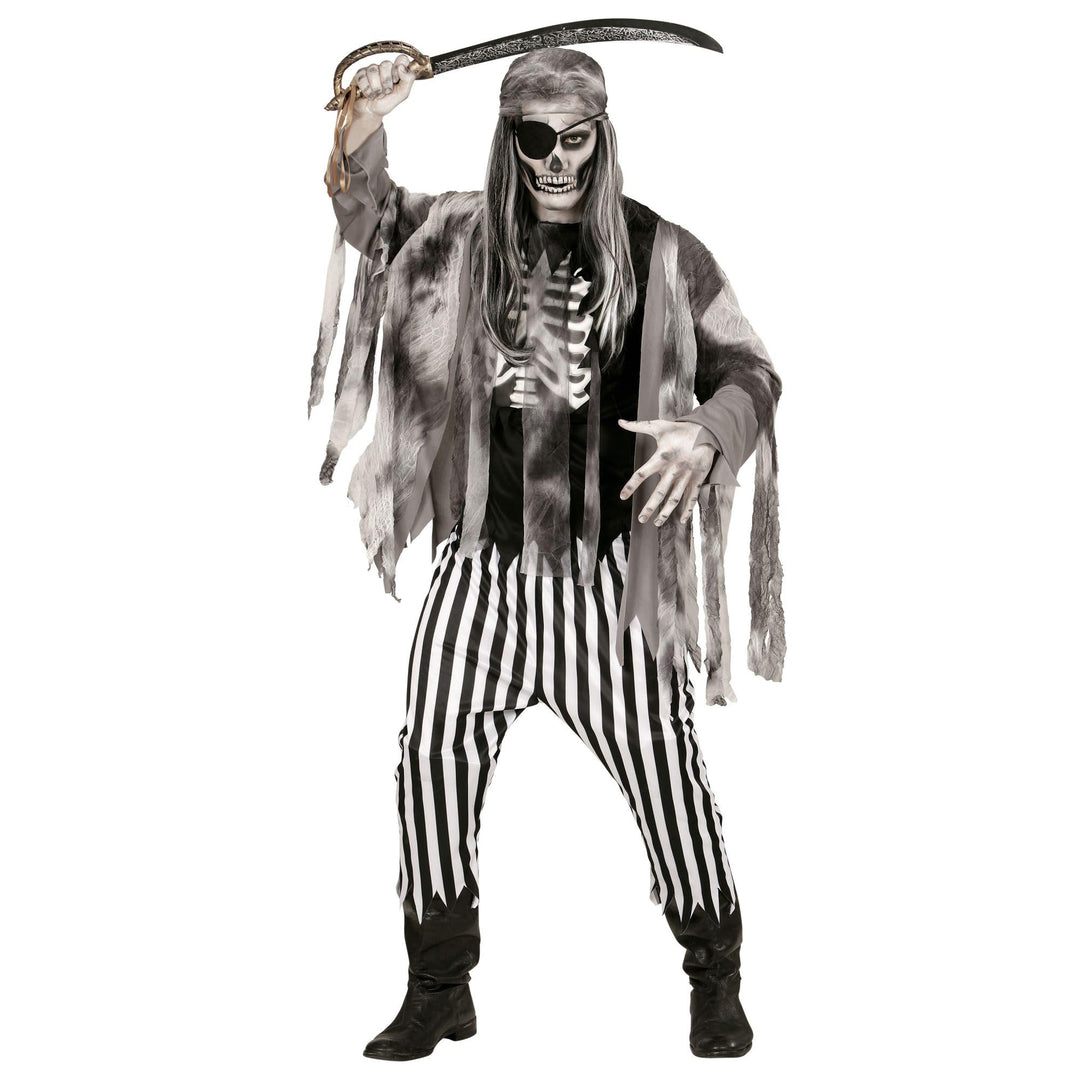 "GHOST SHIP PIRATE" (shirt with bone chest, jacket, pants, bandana, eye-patch) - (XL), XL
