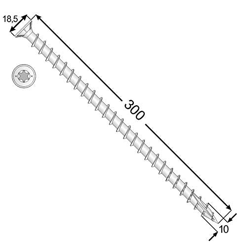 DMX - Konstruktionsschrauben Holz Senkkopf TORX Vollgewinde 10mm - CPS - 50 Stck. - 10x300 (50 St./V