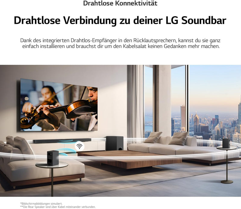 LG SPT8-S Rücklautsprecher-Set, Rücklautsprecher-Set für Soundbars, 100 W Leistung und 2,0 Kanäle, l