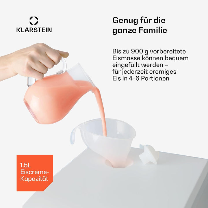 Klarstein Sweet Sundae - Eiscrememaschine, 1,5 Liter, mitselbstkühlendem Kompressor, 200 Watt, Ausga