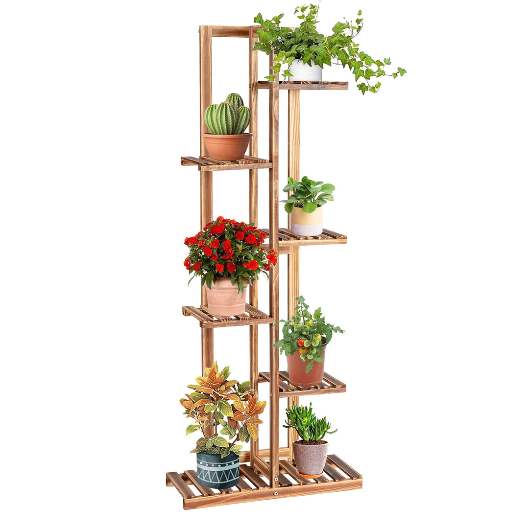 GOPLUS 6 Ebenen Pflanzenständer, Blumenständer aus Holz, mehrstöckiges Blummenregal, Pflanzenregal,