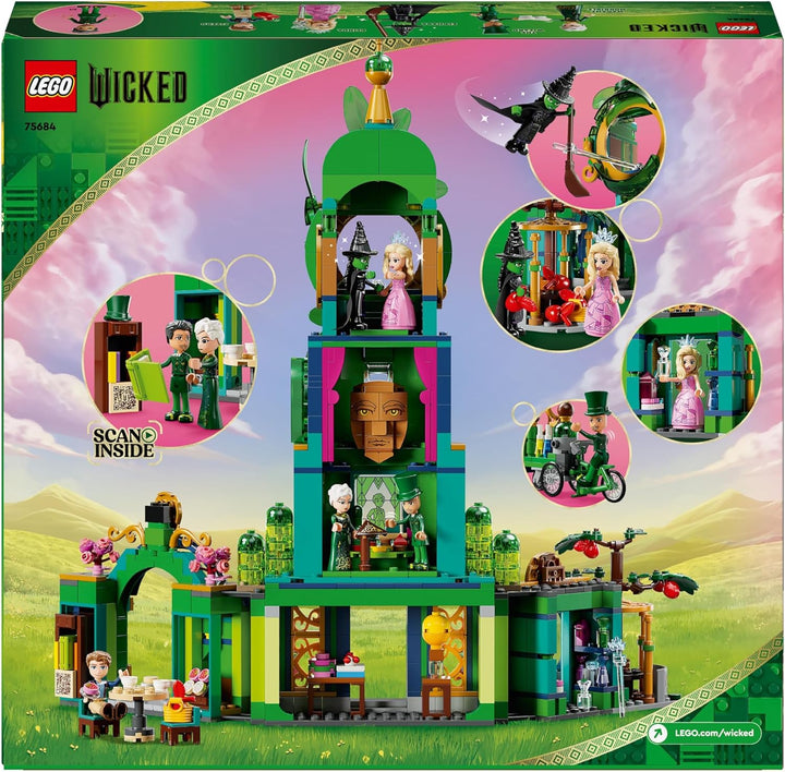 LEGO Wicked Willkommen in Emerald City, Spielzeug mit Turm, Glinda und Elphaba Mini-Puppen, Geschenk