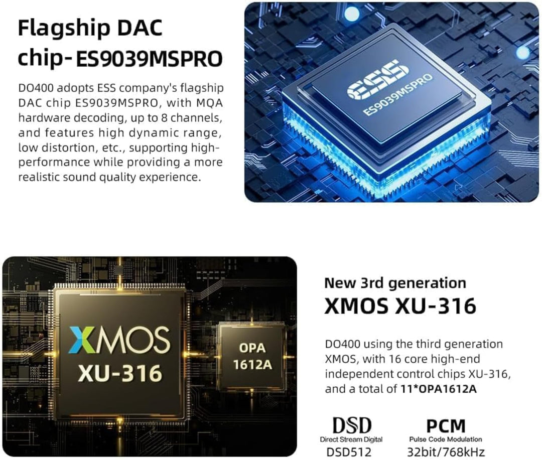 SMSL DO400 Full Balanced DAC Kopfhörer Amp ES9039MSPRO XMOS-XU316 USB MQA DAC Bluetooth 5.1 LDAC USB
