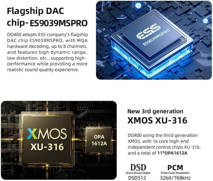 SMSL DO400 Full Balanced DAC Kopfhörer Amp ES9039MSPRO XMOS-XU316 USB MQA DAC Bluetooth 5.1 LDAC USB