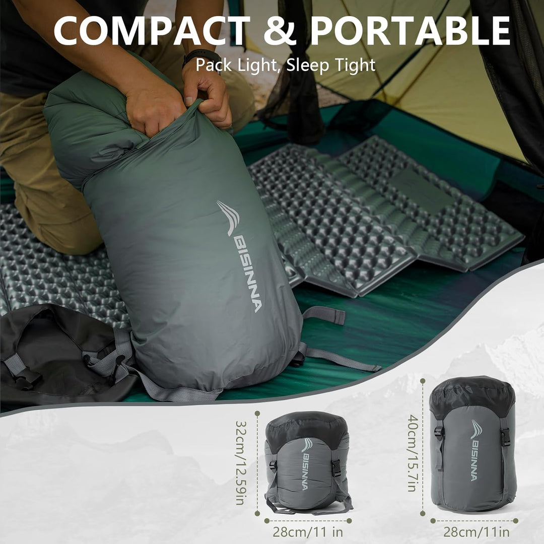 BISINNA Mumienschlafsack 0 ℃ - 5 ℃ [400GSM] 4 Jahreszeiten Winter Schlafsack Erwachsene Wasserabweis