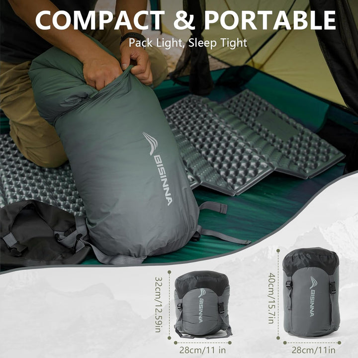 BISINNA Mumienschlafsack 0 ℃ - 5 ℃ [400GSM] 4 Jahreszeiten Winter Schlafsack Erwachsene Wasserabweis