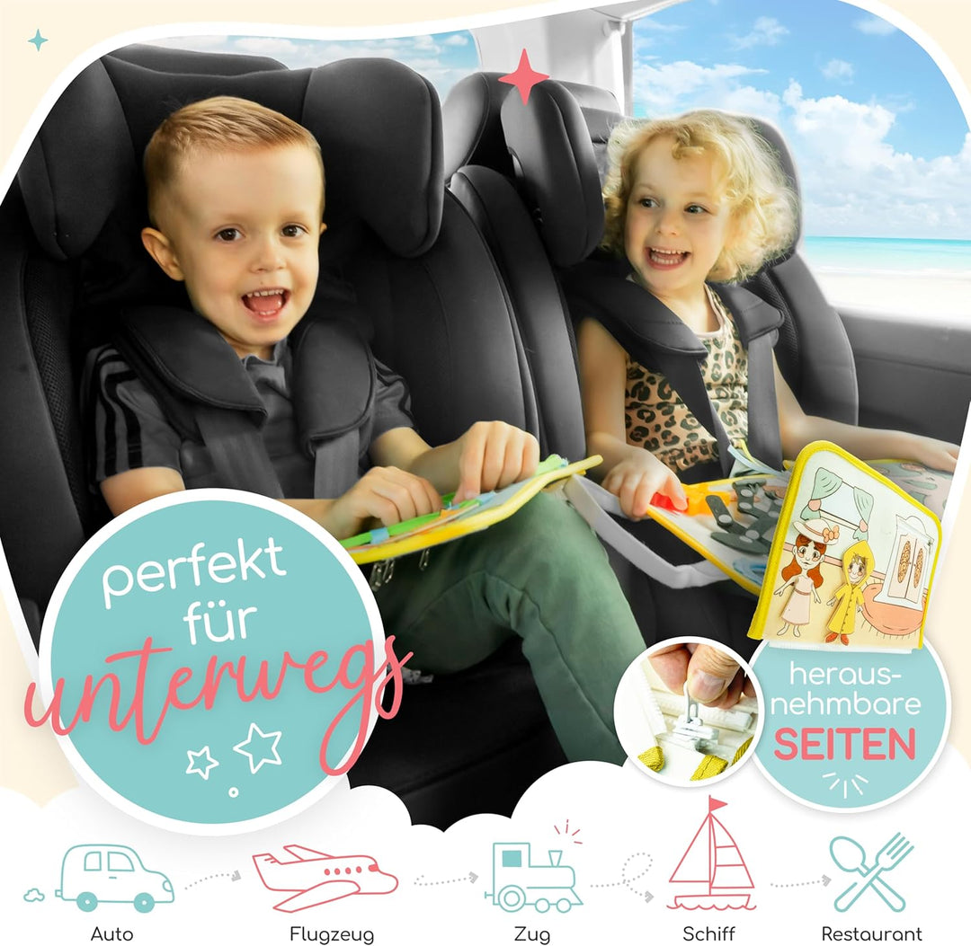 zoula kidz® Busy Board deutsch - Quiet Book - Beschäftigung im Flugzeug Kleinkind - Spielzeug für Fl