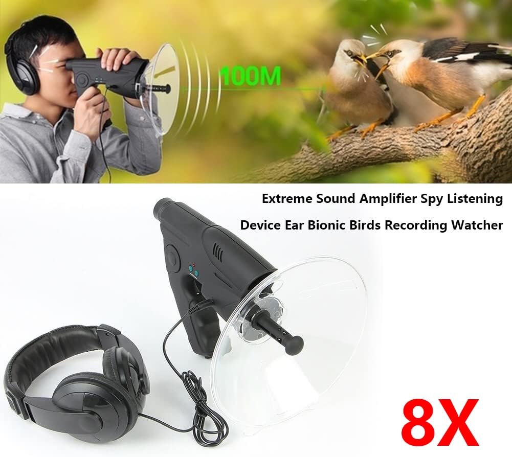 Richtmikrofon Parabolmikrofon Abhörgerät, 100 Meter Monokulare mit 8-facher Vergrösserung, Klangvers