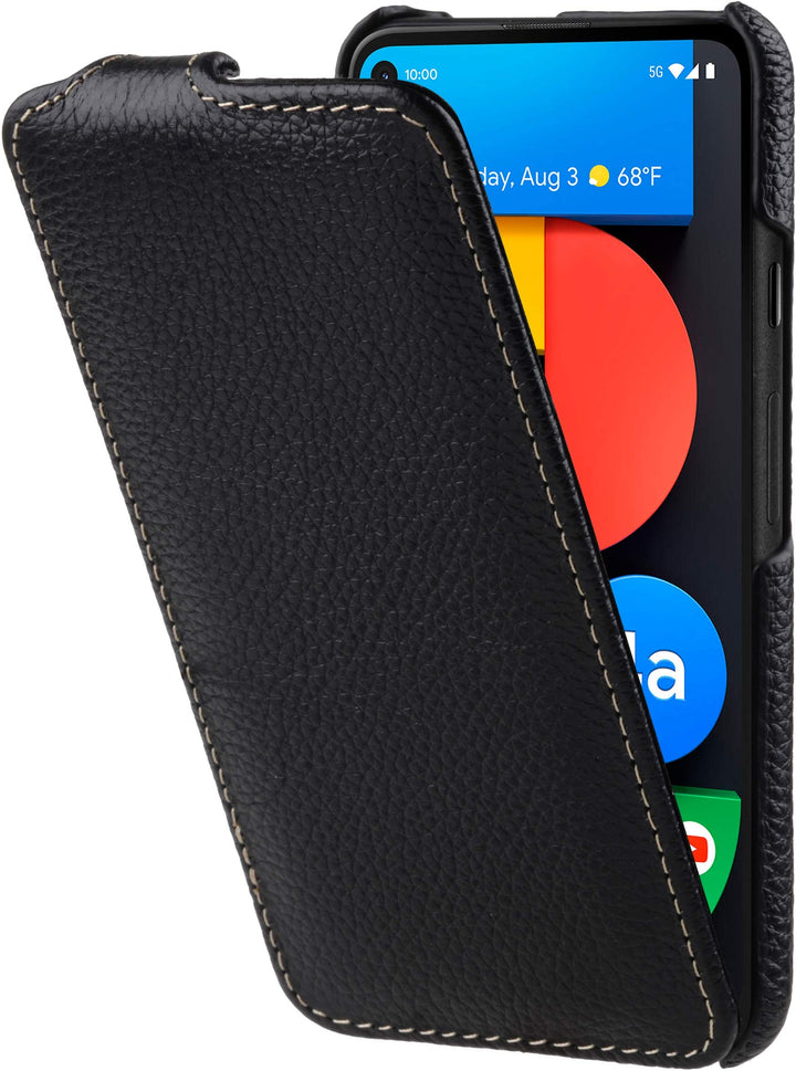 STILGUT UltraSlim kompatibel mit Google Pixel 4a 5G Hülle - Pixel 4a 5G Flip Case aus Leder, Klapphü