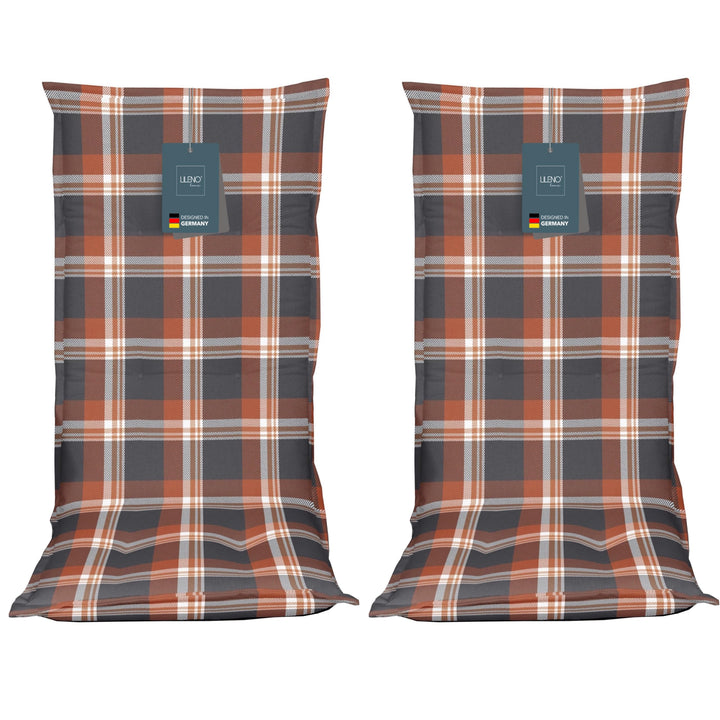 LILENO HOME Gartenstuhl Auflagen als [2er Set - Hochlehner] in Karo Rot - Bequeme Liegen als Sitzauf