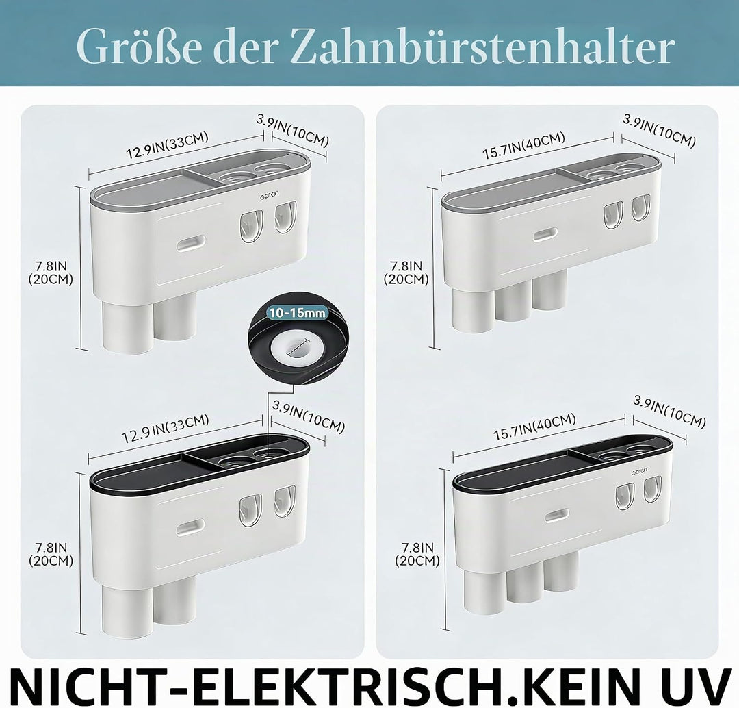 Zahnbürstenhalter, Zahnbürstenhalter zur Wandmontage mit Doppelter Automatischer Zahnpastaspender fü