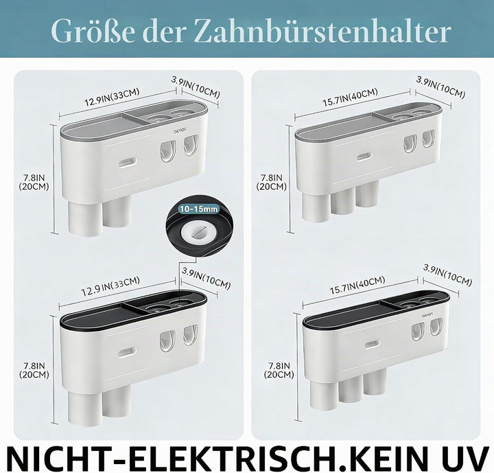 Zahnbürstenhalter, Zahnbürstenhalter zur Wandmontage mit Doppelter Automatischer Zahnpastaspender fü