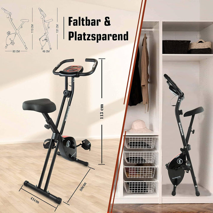 Fjoerdesports faltbarer Fahrradtrainer, Heimtrainer, Fitnessfahrrad LCD Trainingscomputer, klappbare