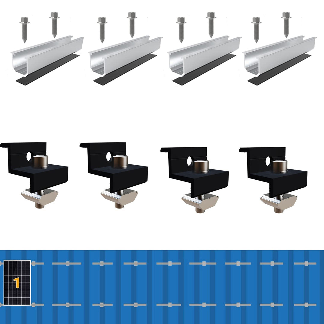 Solarmodul Halterung Kit 12cm und Zubehör Schwarz Eloxiert 30-35mm Verstellbar,Halterung für Solarmo