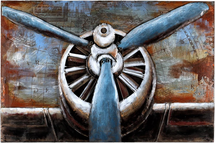 Metallbild Propeller handgefertigt 3D-Bild Relief Kunst Bild Metall 112x75cm