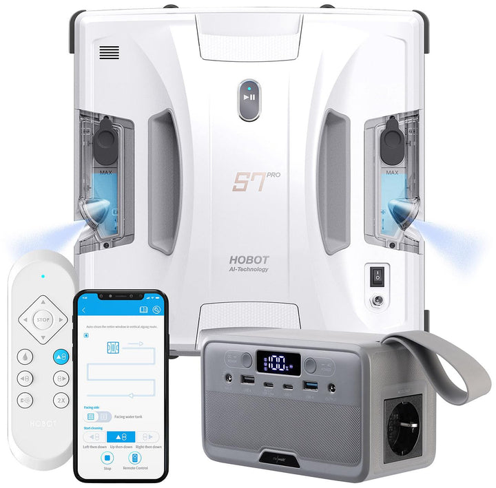 Fensterputzroboter: HOBOT S7 Pro Profi-Fensterputz-Roboter mit Powerstation, Dual-Sprüher (Fensterro