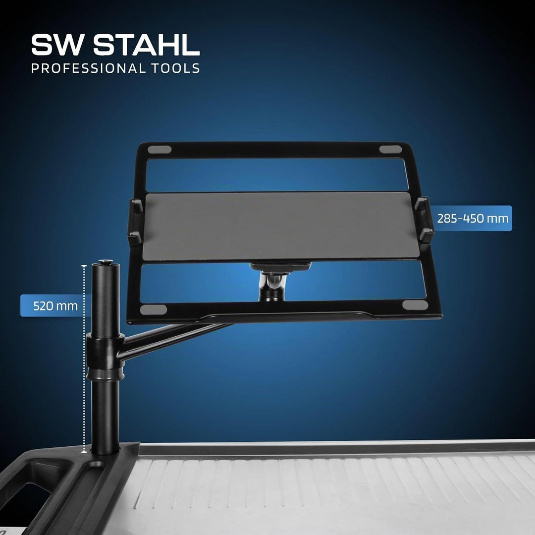 SW-Stahl 07124L Laptop Halter für Werkstattwagen I Tabletständer verstellbar I Laptopständer höhenve