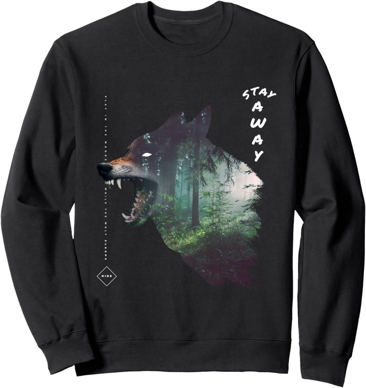 Stay Away | Coole Wolf Silhouette Umriss Wald Grafik Sweatshirt
