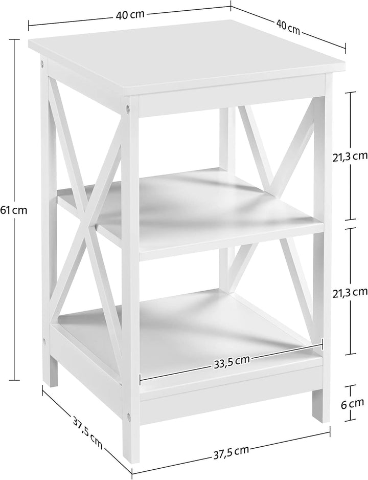 Yaheetech Beistelltisch 3 Ebenen, Nachttisch, Nachtschrank, Sofatisch Couchtisch für Schlafzimmer, W