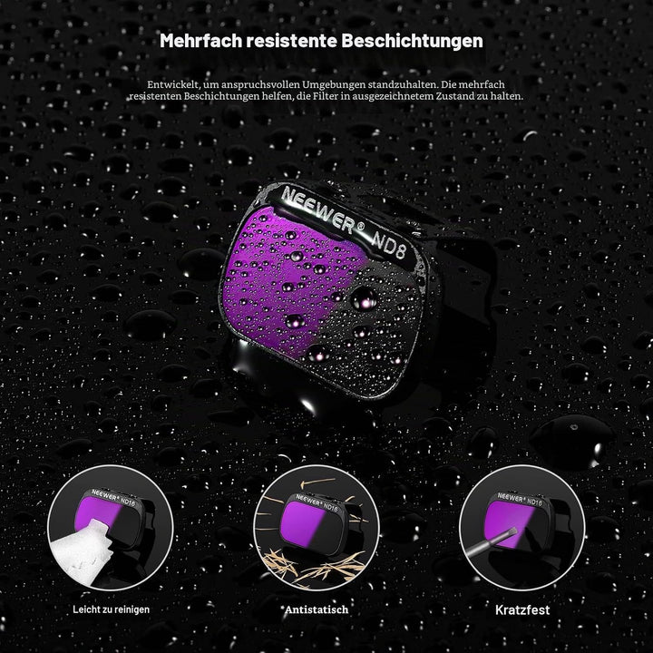 NEEWER 4er Pack ND Filterset Mehrfachvergütetes optisches HD-Glas ND8+ND16+ND32+CPL Filter Kompatibe