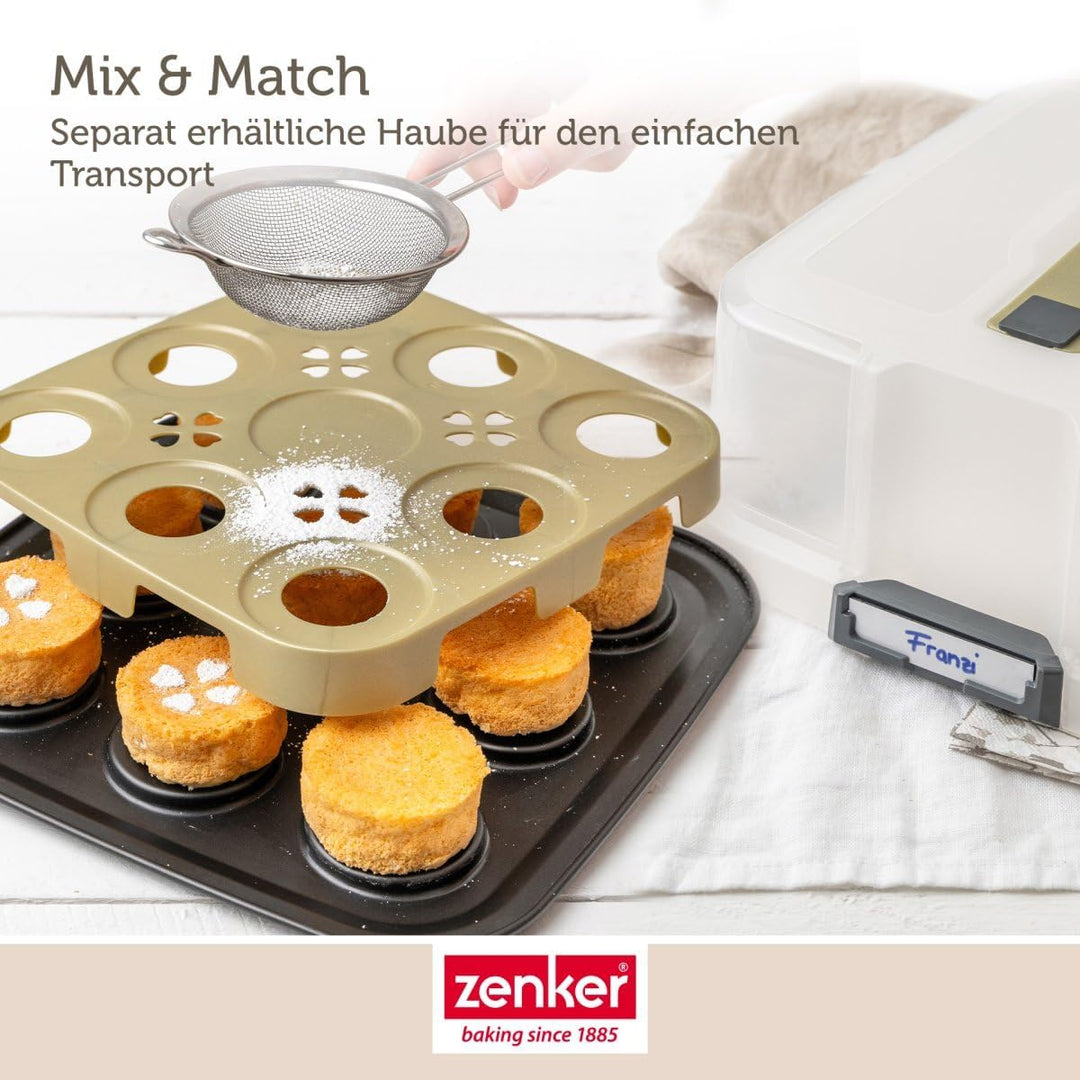 Zenker Bake, Click & Go 9er Törtchenblech – 29 x 29 x 7 cm – Backform mit separat erhältlichem Decke