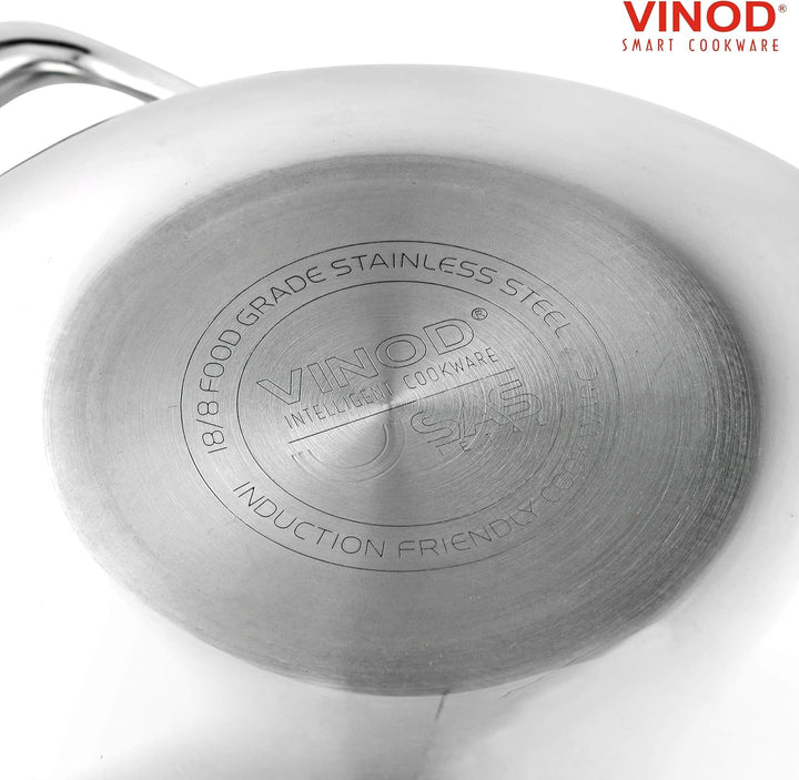 Vinod Platinum Triply Edelstahl-Kadai, geeignet für indische Küche, Saucen, Eintöpfe, Suppen, extra